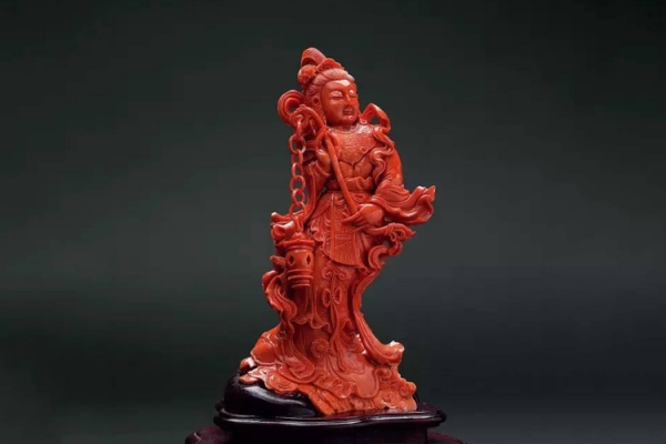紅珊瑚美女雕件圖片欣賞