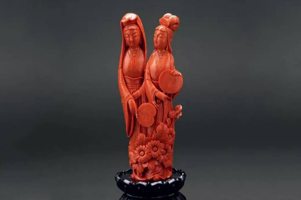 紅珊瑚美女雕件圖片欣賞