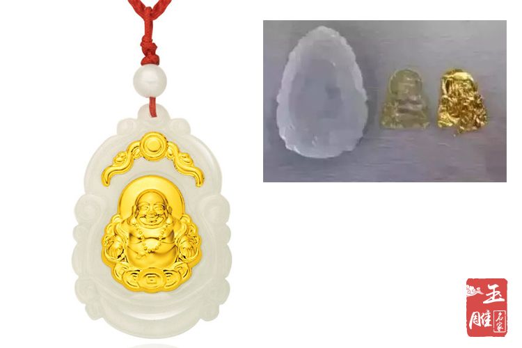 和田玉鑲金吊墜-玉雕名家